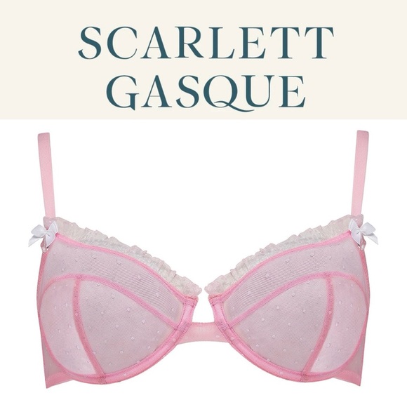 scarlett gasque Other - NWT SCARLETT GASQUE Women’s Pink Lace Sheer Polka Dot Bra Size 32B